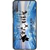 Yoedge Samsung Galaxy A7 2018 Cover, [Ultra Sottile] Antiurto con Modello Disegni Custodia in Vetro Temperato [Morbido TPU Bordo in Silicone] Bumper Case per Samsung Galaxy A7 2018, Cielo Blu