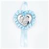 Albalù Italia Sopraculla Medaglione Cuore Sacra Famiglia Argento Celeste con Carillon Musicale e Scatola Inclusi Misura 25x12cm Made in Italy