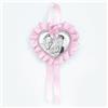 Albalù Italia Sopraculla Medaglione Cuore Sacra Famiglia Argento Rosa con Carillon Musicale e Scatola Inclusi Misura 25x12cm Made in Italy