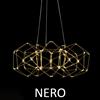 Illuminati Lighting LUCCIOLA 5 prismi sospensione rotonda, cromato nero led 24 w, 3000k 1920 lm ø 50 H 150cm, dimmerabile