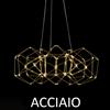 Illuminati Lighting LUCCIOLA 5 prismi sospensione rotonda, acciaio inossidabile led 24 w, 3000k 1920 lm ø 50 H 150cm, dimmerabile