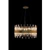 Illuminati Lighting ZENNA Lampadario sospeso rotondo, oro satinato, cristallo trasparente, 14 luci attacco G9, ø 55 h 120 cm, lampadina non inclusa
