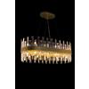 Illuminati Lighting Lampadario ovale ZENNA, oro satinato, cristallo trasparente, 20 luci attacco G9, L 80 cm x P 36 cm x A 120 cm, lampadina non inclusa