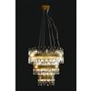 Illuminati Lighting Pendente rotondo ZENNA, oro satinato, cristallo trasparente, 42 luci attacco G9, diam. cm 75x h cm 180, lampadina non inclusa