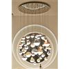 Illuminati Lighting Lampada a sospensione ATOMO, 55 luci, colori misti, LED 288W, 24480LM, 3000K, dimensioni sfere dia. 10-12-20 cm, dimmerabile, ø 132 h 200 cm