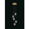 Illuminati Lighting Lampada a sospensione DIAMANTE, acrilico trasparente, montatura oro, LED 21W, 3000K, LM 1785, diam.32 H150 cm dimmerabile