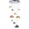 Illuminati Lighting Lampada a sospensione ATOMO 9 luci, colori misti oro rame e cromo, LED 3000K 4320LM 54W, dimensioni sfere diametro 10-12-20cm, dimmerabile, diametro 45 H150 cm