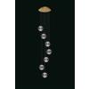 Illuminati Lighting Lampada a sospensione DIAMANTE, acrilico trasparente, oro, montatura, LED 29,4 W, 3000K, LM 2499, diam.35 H150 cm, dimmerabile
