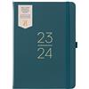 BusyB Busy B - Perfect Planner Agenda accademica metà anno Agosto 2023 - Agosto 2024 - Verde Abete - Pianificatore settimanale A5 in ecopelle con adesivi, portapenne e blocchetto per l'elenco