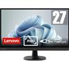 Lenovo D27-45 Monitor - Display 27 pollici FullHD (1920 x 1080, VA, Bordi Ultrasottili, AMD FreeSync, 4ms, 75Hz, Cavo HDMI, Input HDMI + VGA) - Raven Black - Esclusiva Amazon