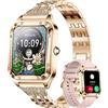 Fitonme Smartwatch Donna Chiamate e Assistente Vocale, 1.59'' HD Smart Watch Fisiologia Femminile SpO2 Cardiofrequenzimetro Sonno Contapassi, 20 Modalità Sport Notifiche Messaggi Android iOS Oro Rosa