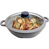 Relaxdays Pentola Wok con Rivestimento Antiaderente, Coperchio in Vetro, per  Fornello a Gas e in Ceramica, Rosso/Nero