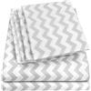 Sweet Home Collection Queen Sheets - Set di lenzuola per letto matrimoniale, 6 pezzi, collezione Supreme 1500, in microfibra spazzolata fine, con tasca profonda, 2 federe extra, grande valore, Queen, grigio a zigzag