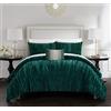Chic Home Westmont - Set di 4 piumoni in velluto riccio increspato, per letto matrimoniale, in microfibra, verde, per letto king size