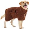 HezzLuv Accappatoio per Cani, Accappatoio in Microfibra per Cani di Taglia Media e Grande, Ultra Assorbente, Cappotto per Asciugare con Regolabile per Gatti (Marrone M)