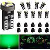 Keiurot, Presa con 74 LED T5 bianchi, W3W 37, 70, 2721, con attacco twist lock, per interno dell'auto, tachimetro, cruscotto, strumenti di indicazione, 12 V, colore verde, confezione da 10