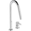 Ideal Standard - Gusto, Miscelatore monocomando per lavello da cucina a due fori, Bocca alta tubolare con doccetta orientabile ed estraibile a due funzioni, Cromato