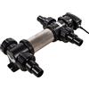 AQUAFORTE SUV-724 RVS UV-C, PL 24 W, Lunghezza 458 mm, Dimensione ottima del laghetto 40 m3, Portata Consigliata 5 m3 ⁄h, Pressione ottima 1,0 Bar, con 4 nippli da 38/50 mm, 4 connettori A.G