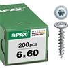 SPAX HI.FORCE, filettatura intera, rondella, T-STAR plus T30, 4CUT, WIROX - 0251010600605, 6 x 60 mm, 200 pezzi