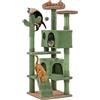 Yaheetech Albero Tiragraffi per Gatti a Forma di Cactus Condominio Palla Gioco in Truciolato e Corda di Sisal 48,5 cm × 48,5 cm × 138 cm