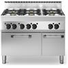 Ristosubito Cucina a gas 6 fuochi MDLR Modello F65110CFGB Forno a gas con porta in acciaio e armadio neutro Dim. cm L.110 P.65 H.85