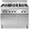Ristosubito Cucina a gas 6 fuochi MDLR Modello F65110CFGEB Forno elettrico ventilato con porta in acciaio e armadio neutro