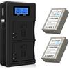 CITYORK Batteria di ricambio BLN-1 (confezione da 2) e caricabatterie rapido doppio LCD per Olympus BLN-1 OM-D E-M1, OM-D E-M5, Pen E-P5, OM-D E-M5 M2
