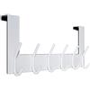 WEBI Appendiabiti da Porta,Attaccapanni da Porta,Gancio Porta,Acciaio Inox Appendino da Porta con 6 Ganci,Porta Accappatoio da Bagno,2.1cm,Bianco