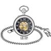 Unendlich U Infinite U - Orologio da tasca con quadrante con meccanismo a vista e lente d'ingrandimento ad angolo retto. In acciaio, con movimento meccanico - colore: argento