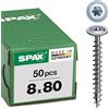 Spax - vite costruzione in legno, 8,0 X 80 mm, 50 pezzi, T-STAR plus, Piatto testa, filettatura parziale, 4 Cut, WIROX A3J, 251010800805