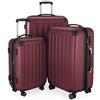 HAUPTSTADTKOFFER - SPREE - Set di 3 valigie, Valigie rigide, Trolley con 4 doppie ruote, Bagaglio da viaggio opaco, Set da viaggio, TSA, (S, M e L), Borgogna