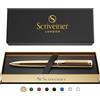 Scriveiner Penna a Sfera in Oro con Finitura Placcata in Vero Oro, Splendida Penna Professionale con Ricarica di Inchiostro Nero, Idea Regalo Elegante per Lui e per Lei