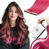 RUNATURE Extension Capelli Veri Biadesivo Rosa 30cm 10pcs 20g #HotPink | Extension Biadesive Capelli Veri Colorati Rosa Tape,Colori Vivaci, Effetto Naturale, Invisibile