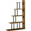 HOMCOM Libreria Scaffale Moderno a Scala con 5 Ripiani, in Stile Industriale e in Legno, 102x30x160cm, Nero e Color Legno|Aosom Italy