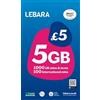 Lebara Scheda SIM UK Pay As You Go - 3 GB di dati, 1000 minuti e testi nel Regno Unito, 100 minuti internazionali per £5