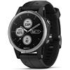Garmin Fenix 5S Plus Smartwatch Multisport con Mappe GPS, Musica e Pagamento Contactless, Glass 42 mm, Silver con Cinturino Nero