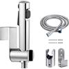 ABSOK Bidet Doccetta,Kit spruzzatore per bidet Ugello a doppio getto Ugello per pannolini in plastica ABS Set spruzzatore per pannolini per bambini con staffa per montaggio a parete per tubo flessibile