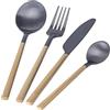 TAN REN Set posate nere inox 4 persone, set di posate nere opache 24 pezzi, posate  nere con coltello, forchetta, cucchiaio, elegante set posate nere per  cucina/ristorante, lavabile in lavastoviglie : 