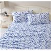 Laura Ashley Home - Set di lenzuola intere, flanella di cotone, spazzolato per una maggiore morbidezza e comfort (Emelisa, Full), blu/bianco