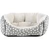 Pet Brands Cuccia per cani, grande cucciolo/cane/gatto, calda coperta in peluche, lavabile in lavatrice, ovale smerlato, colore grigio, 70 x 60 x 20 cm