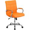 Flash Furniture Sedia direzionale da ufficio, girevole, schienale di media altezza, in vinile, con base e braccioli cromati, arancione, set da 1 pezzo