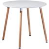 FURNITABLE Tavolo da Pranzo Rotondo | Tavolino da Cucina Scandinavo in MDF | Stile Nordico | 4 Gambe in Legno di Faggio | 80 x 74 cm | Bianco