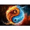 Ulmer Puzzleschmiede - Puzzle 'Armonia di Fuoco e Ghiaccio' - Simbolo Yin Yang da 1000 Pezzi - L'Energia degli Elementi - Intenso per Adulti, Qualità Made in Germany