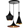PETITES ECREVISSES Lampada a Sospensione Moderno Industriale Lampada da Soffitto E27 Vintage Illuminazione Plafoniera Paralume in Alluminio 60W Design Camera da letto Cucina, Nero&Oro (3 3 lampade - con un basso tondo)