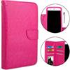 PH26 Custodia a portafoglio per Xiaomi Redmi K40, in similpelle, con doppia aletta interna, porta carte, chiusura magnetica e cuciture a vista - Rosa fucsia