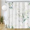 Uiiooazy Tenda Doccia Antimuffa, Tenda da Doccia 240x180cm Verde Salvia Eucalipto Foglie Verdi e Giallo Tende da Bagno Tessuto Lavabile Impermeabile Poliestere Tende per Vasca da Bagno con 12 Anelli