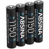 ABSINA 4x Batterie AAA ricaricabili 1150 min. 1050 mAh NiMH 1,2V - pile ricaricabili AAA per dispositivi ad alto consumo energetico - Batterie ricaricabili AAA per telefoni - ministilo ricaricabili
