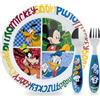 Sorrisini Set Stoviglie bambini Mickey Mouse, Piatti riutilizzabili per asilo, scoula, piatto, posate in acciaio inox, Set Piati in plastica dura andata per microonde