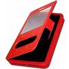 PH26 Custodia a portafoglio per Oppo A73 5G Extra Slim X 2 Finestre in eco pelle di qualità con chiusura magnetica e impunture, compatibile con Oppo A73 5G, colore: Rosso