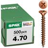 SPAX, Set di viti universali a testa svasata e impronta a croce, filettate, in acciaio brunito, C1A, 4 x 70 mm, 500 pz.